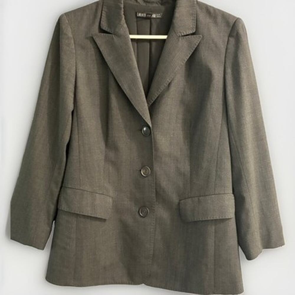Lafayette 148 Wool 3 Button Blazer Womens size 12 Charcoal Gray Business